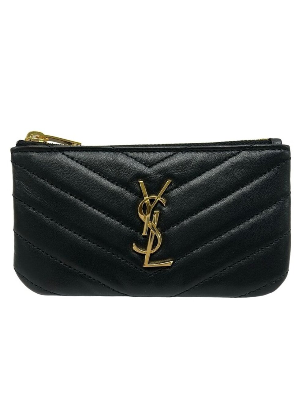 Saint Laurent Paris Coin Purse Black with Key Ring Leather - Picture 1 of 5